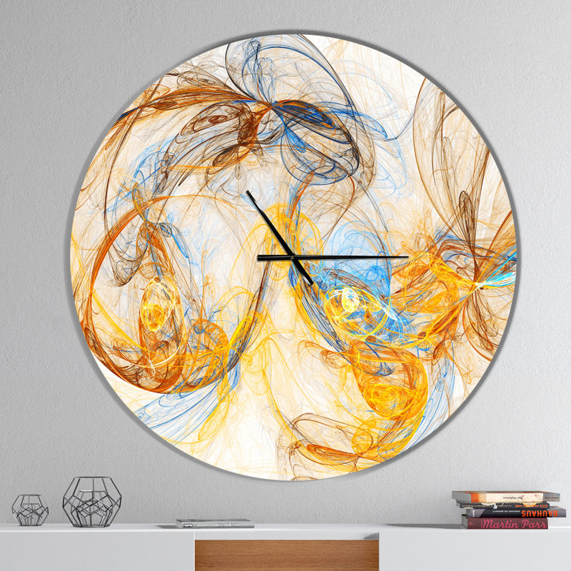 Billow Smoke Yellow - horloge murale moderne, Surdimensionné