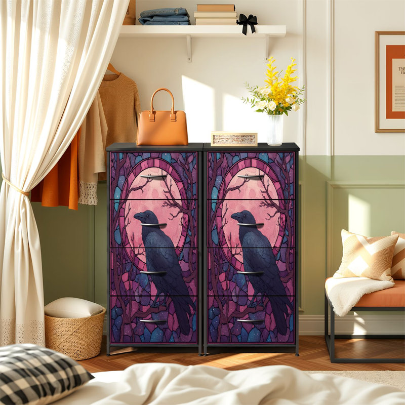 Commode pour chambre à coucher avec 4 tiroirs de rangement Raven