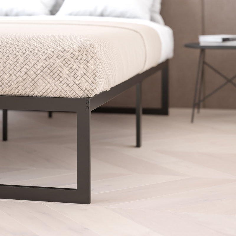Base de lit plateforme en métal 14 pouces Tabares / support de lattes en acier / aucun sommier nécessaire, Simple