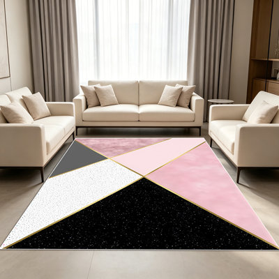 1PC Geometric - Patterned Area Rugs for Living Room, Soft and Comfortable, Suitable for all seasons, easy - to - maintain, machine washable Indoor floor mat, Under Table Farmhouse suitable for Bedroom, Dining Room, Hallway, Office, Patio, Home Decor