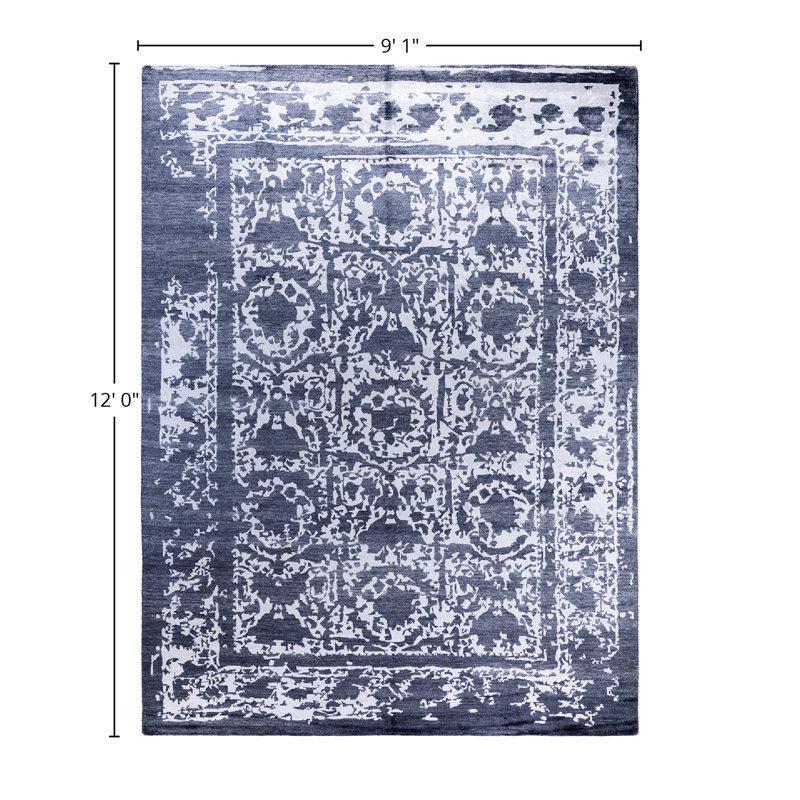 Overdyed One-of-a-Kind Rectangle 9'1" X 12' Hand Knotted Area Rug