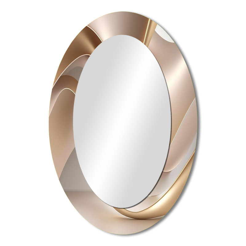 Luscious Liquid Gold In Subdued Pink And Taupe VIII - Pink Oval Wall Mirror Decor, 36" x 24"