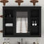 Armoire de salle de bain 35 po x 27,5 po, armoire de rangement murale avec miroir, armoire à miroir avec 6 tablettes ouvertes