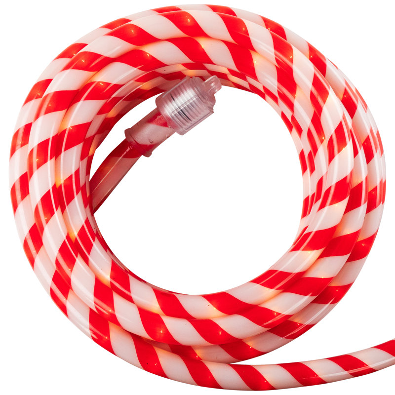 Guirlande de Noël 18 pi à rayures rouges et blanches