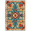 Tapis en mélange de coton et polyester à imprimé numérique Larissa Collection - Bleu sarcelle et rouge-1278874138