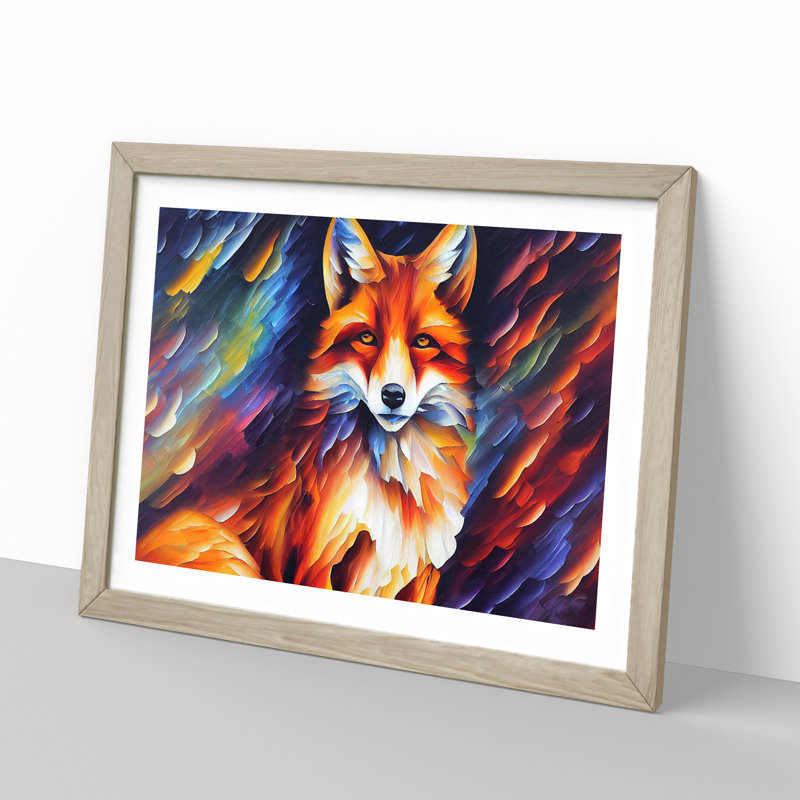 Fox Vol.2 - Single Picture Frame Painting, 25cm H x 34cm W x 2cm D, Oak