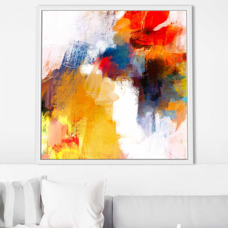 C'est une fête I - Peinture, Cadre flottant blanc, H 27,5 po x l 27,5 po x P 2 po