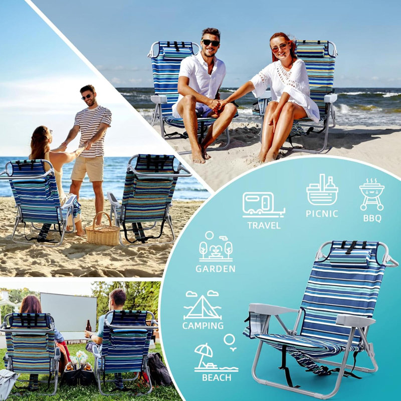 Chaise de plage pliante Tasby, Bleu