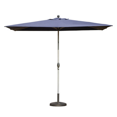 Parasol de patio rectangulaire avec fonction de levage à manivelle et d'inclinaison, bleu marine (base non incluse)