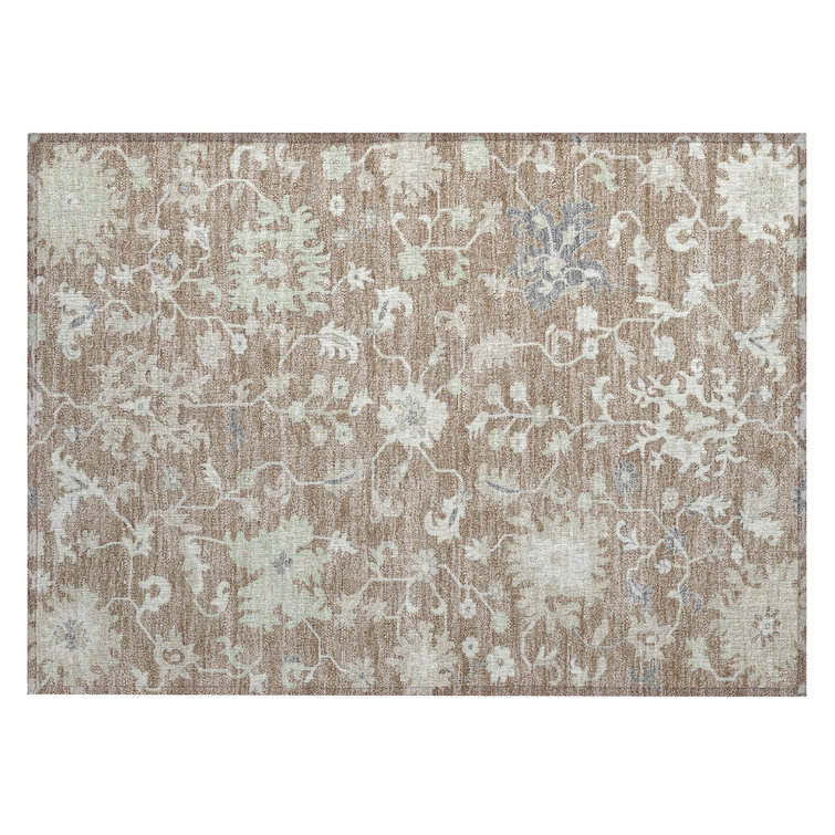 Machine Washable Indoor/Outdoor Xhevrie Taupe Rug