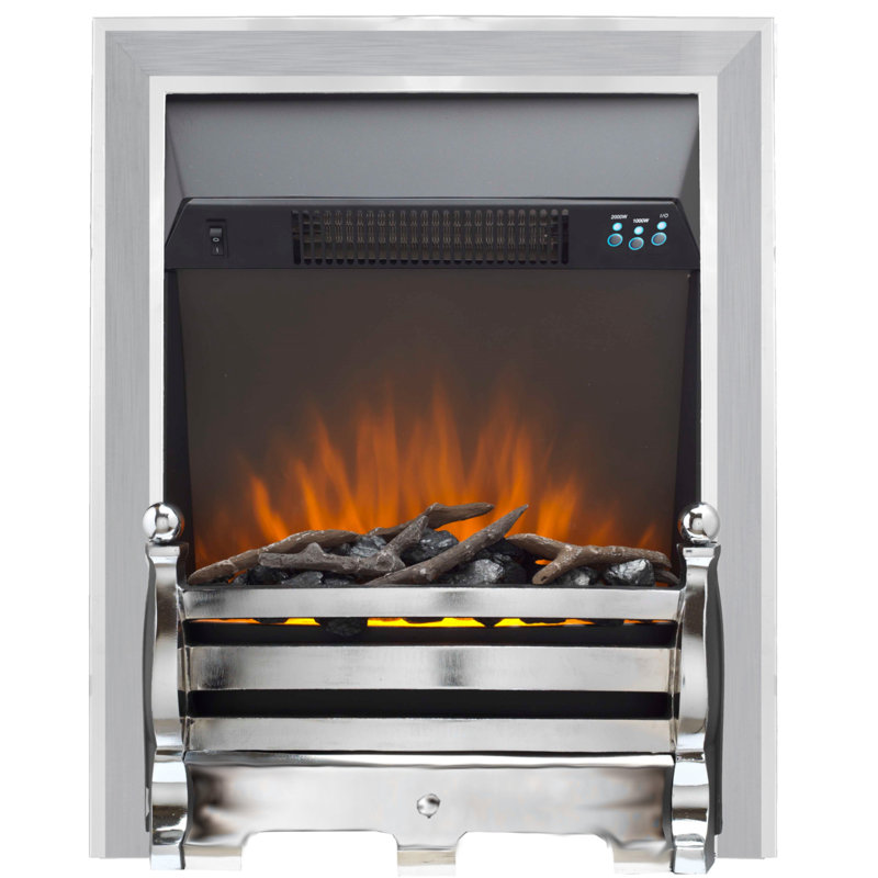 Finbar Belfry Heating 48cm W Electric Fireplace Insert with 4000 BTU, Chrome/Brushed