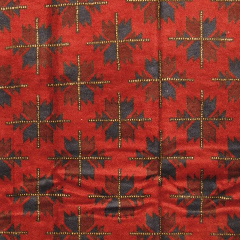 Tapis en laine rouge 4 pi 6 x 7 pi 8 po one-of-kind à la main noué la Prentice