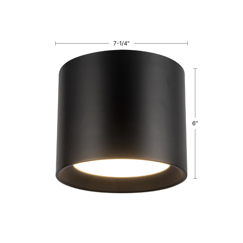 Uma 7-in Black dimmable LED Semi-Flush Mount, Matte Black, Height 6 in