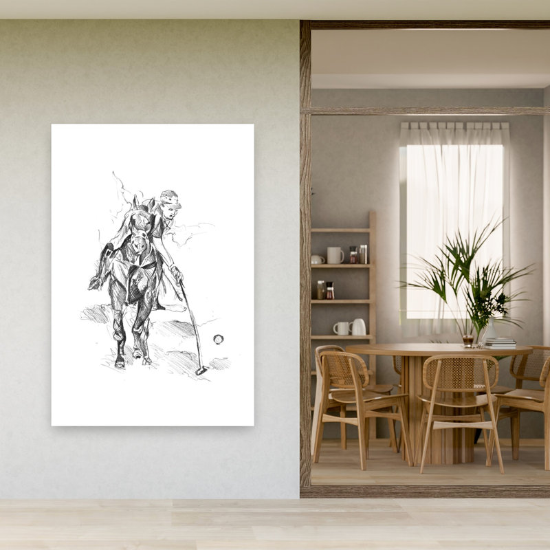 Dynamic Polo Player Contemporary Horse Wall Art Print 1 Piece Wrapped Canvas Wall Art, 152.4cm H x 101.6cm W