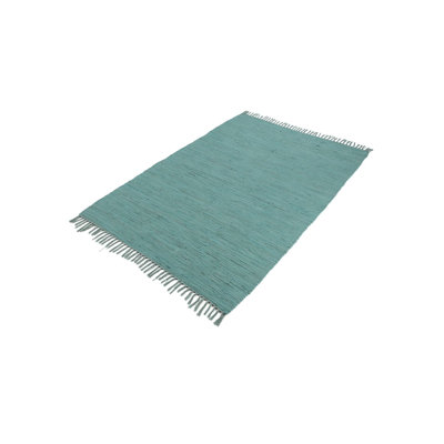 Chindi Uni Solid Colour Hand Crafted Hand Braided Turqoise Area Rug