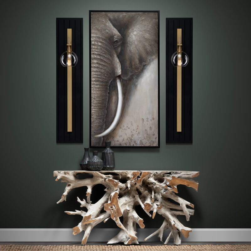 Tusk Rustic Elephant Framed Canvas Wall Art