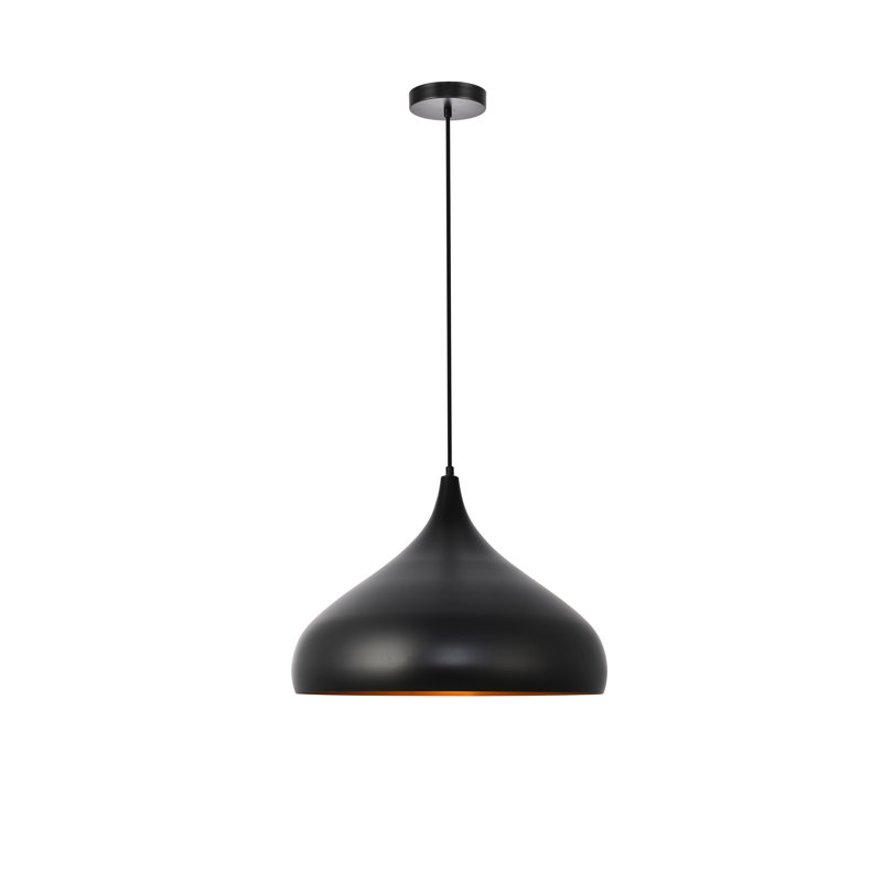 Villacorta 1 - Light Single Teardrop Pendant, 12" H x 16.5" W x 16.5" D, Black