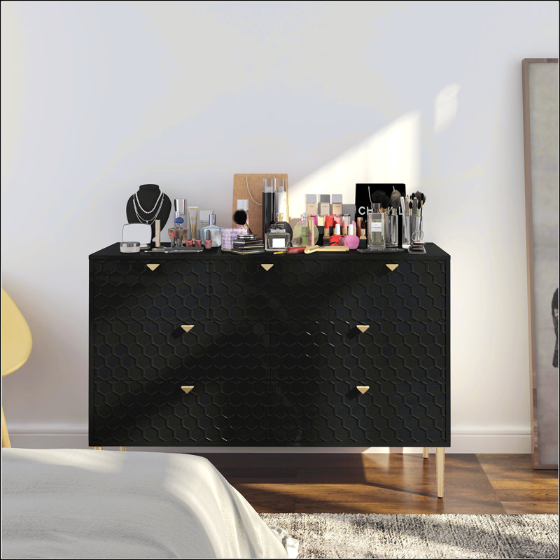 Armoire de rangement moderne à 7 tiroirs, Noir