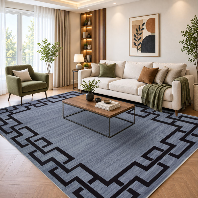 Rectangle Abstract Shaggy Indoor / Outdoor Washable Area Rug, Rectangle 60 x 110 cm