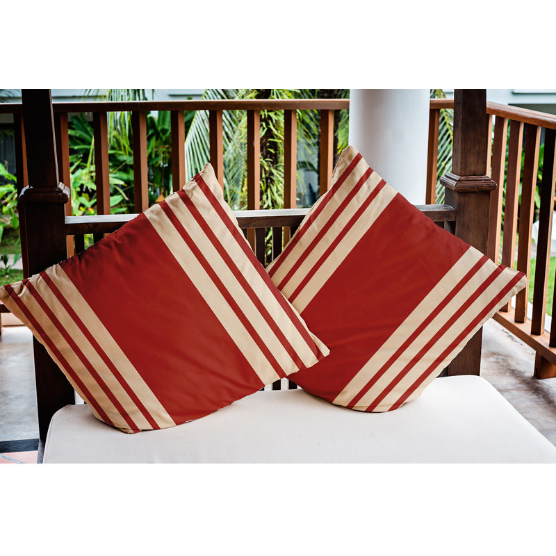 Coussin décoratif intérieur / extérieur Stripe, 16 po x 16 po, Érable rouge