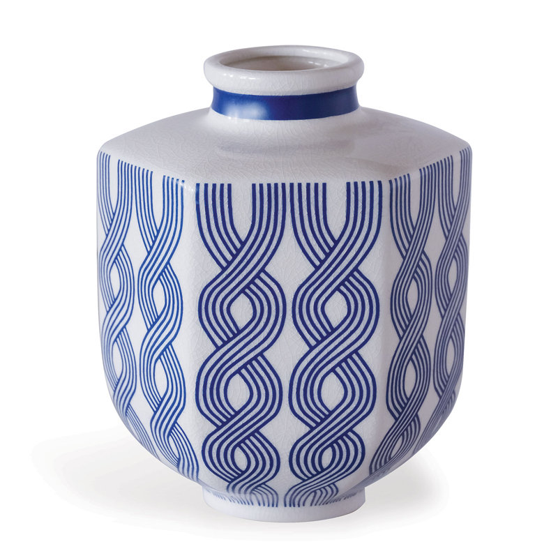 Evelyn Blue and Cream Porcelain Table Vase