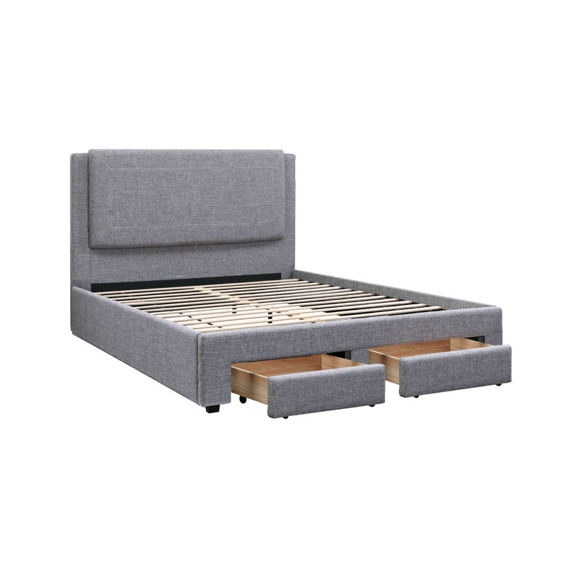 Lit plateforme tapissier avec rangement Bierce, Grand