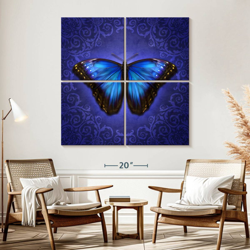 Brampt Glowing Blue Morpho Butterfly, 57" H x 57" W