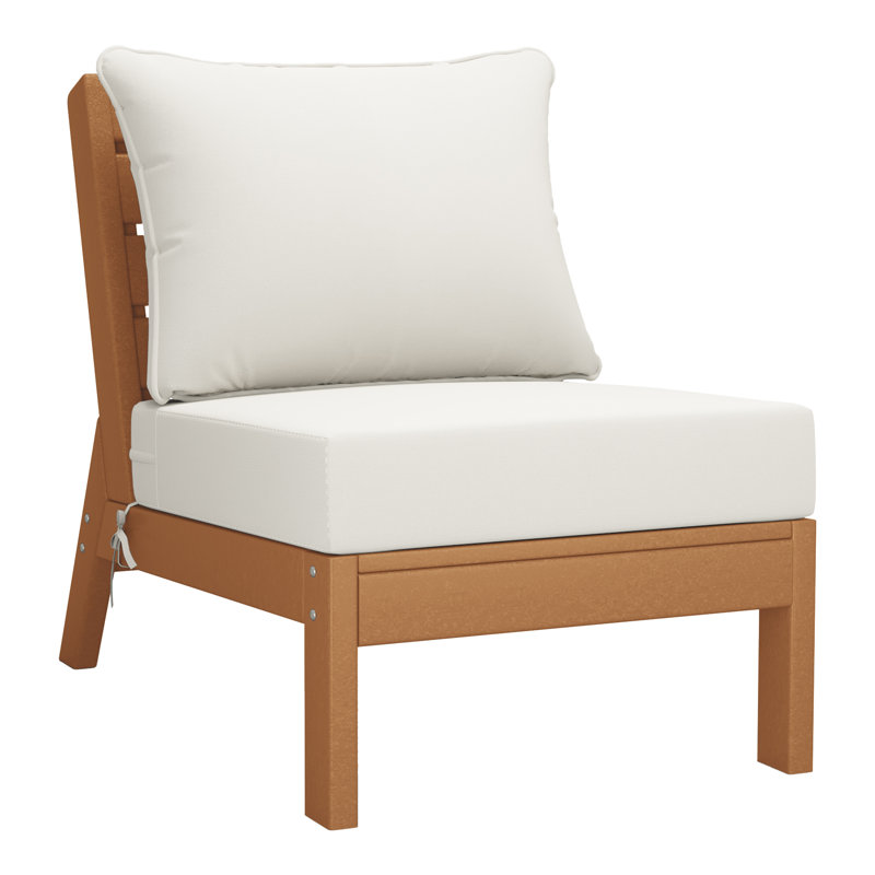 Ensemble de conversation à assise profonde 3 pièces avec coussins, Teck, White