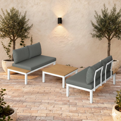 Outdoor 3Pc FSC Wood And Aluminum Seating Set - Seats 4