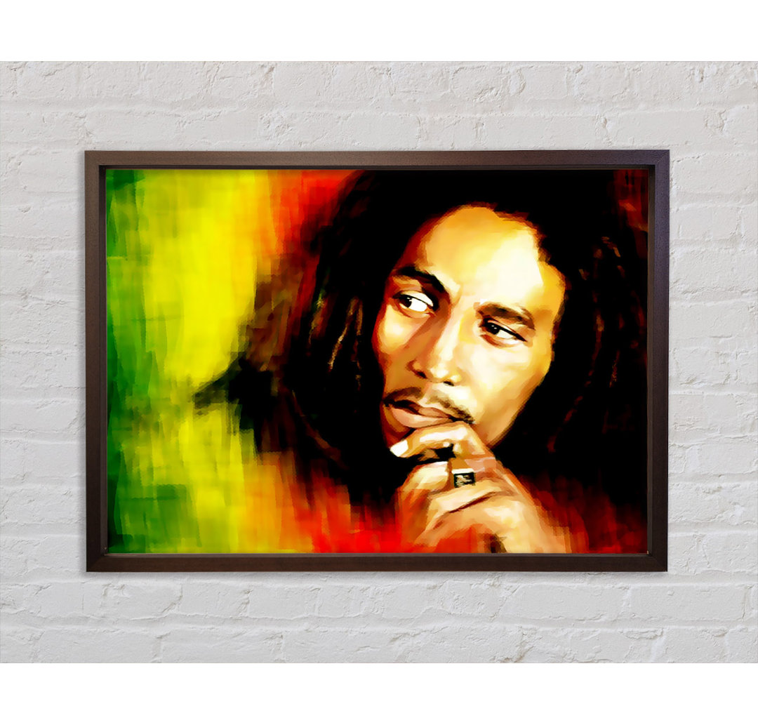 Bob Marley Rot Gelb Grün - Einzelner Bilderrahmen Druck auf Leinwand