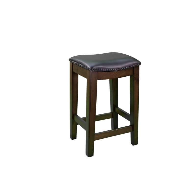 Upholstered Counter Stool with Solid Wood Frame