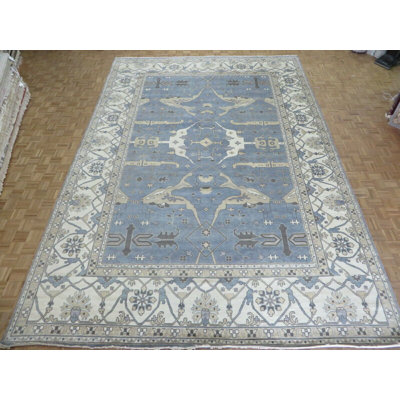 One-of-a-Kind 12' X 17'7" Wool Area Rug in Blue/Ivory/Brown/Gold