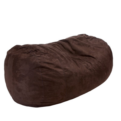 Jasper Traditional 8 Foot Cylindrical Microfiber Bean Bag Chair - Brown Accent Bench with Washable Cover & High-Density Foam Filling