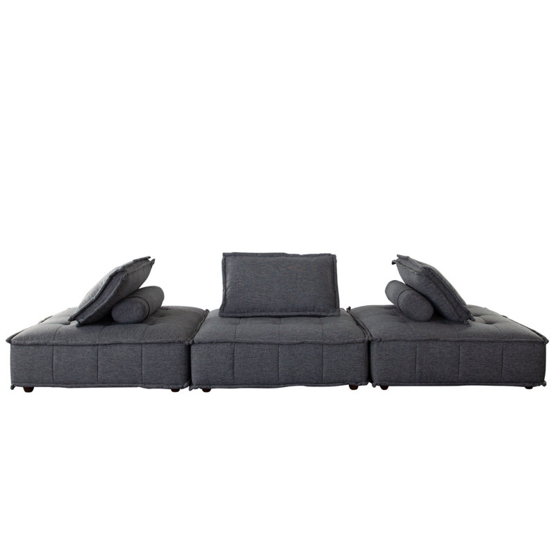 Platform Upholstered Sectional Symmetrical, Gray 100% Polyester
