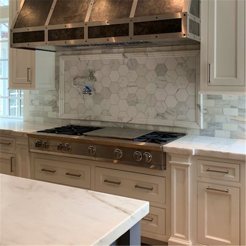 Calacatta 12" x 3" Marble Mosaic Tile, LIght Gray