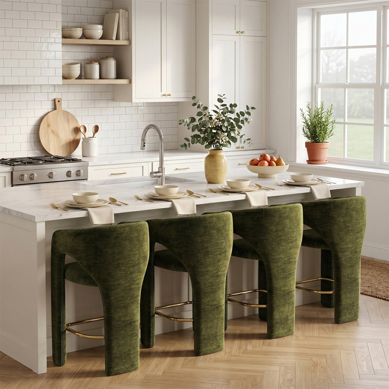 Tabouret de bar 24,5 po en chenille 24 po, Vert