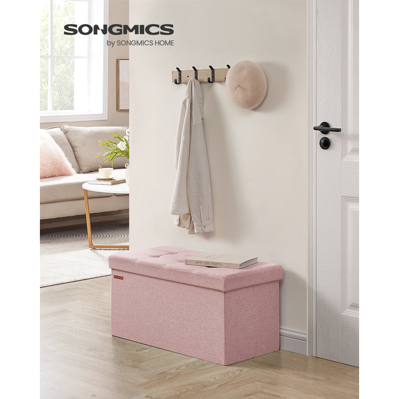 Russchelle 76cm Wide Rectangle Solid Colour Footstool Ottoman with Storage, Jelly Pink