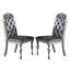 Ensemble de 2 chaises d'appoint, sièges de salle à manger rembourrés, tissu argenté doux sur cadres en bois d'hévéa