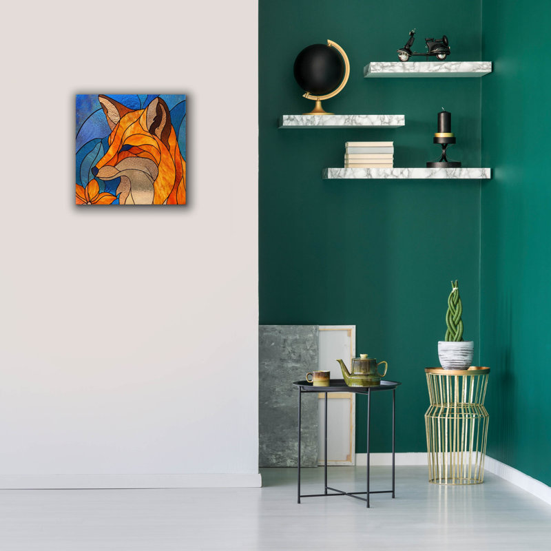  «Stain Glass Fox» par Rich Monet, art mural sur toile, 18 po x 18 po, H 18 po x l 18 po