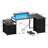 Bernydette Reversible L Shaped Computer Desk with Fabric File Drawers, Corner Desk with RGB LED Lights & Power Outlets & Monitor Stand-1290481290