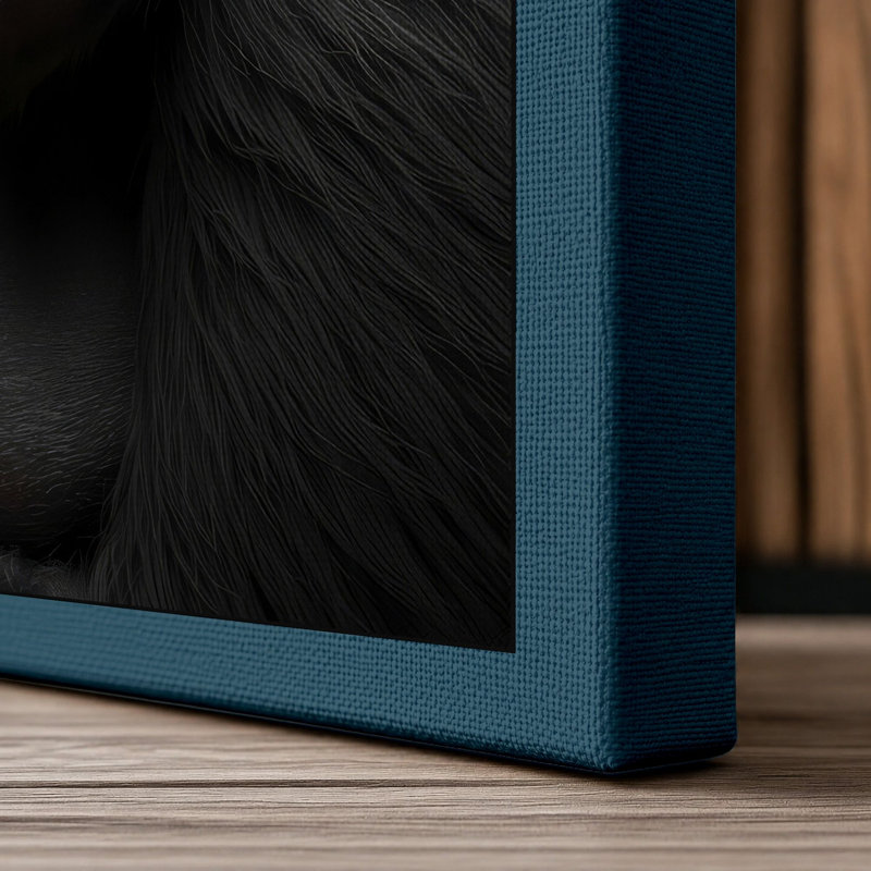 Gorilla Portrait Modern - Wrapped Canvas, 24x16 - 61.0 x 40.6 cm, Teal Border