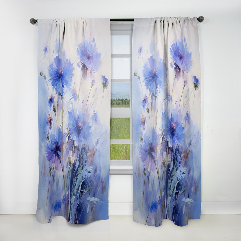 Kiranti - Rideau obscurcissant à motif floral Cornflowers - 1 panneau, L 52 po x L 63 po