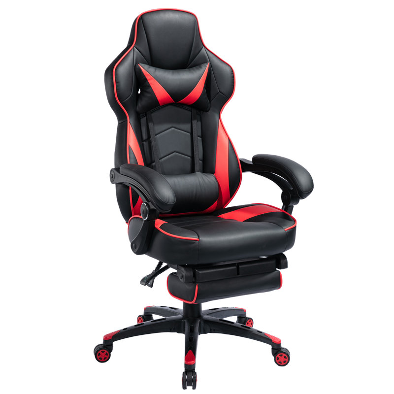 Recline Chair with Footrest - Premium Comfort Video Gaming Chair for Prolonged Gaming, Red/Black