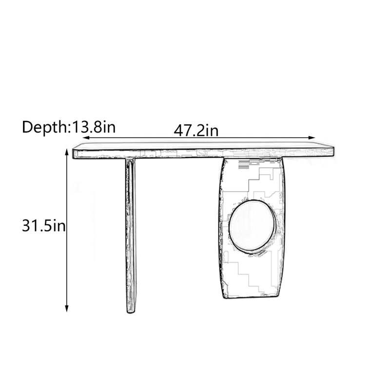 Console en bois de pin massif, H 31,5 po x l 47,2 po x P 13,8 po