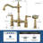 Double Handle Bridge Kitchen Faucet With Faucet-side Sprayer In Brushed Gold-125999854
