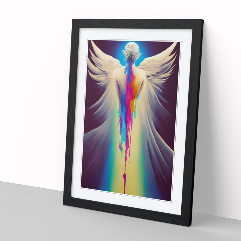 Lemari Dripping Paint Angel - Picture Frame Print, Black, 34cm H x 25cm W x 2cm D