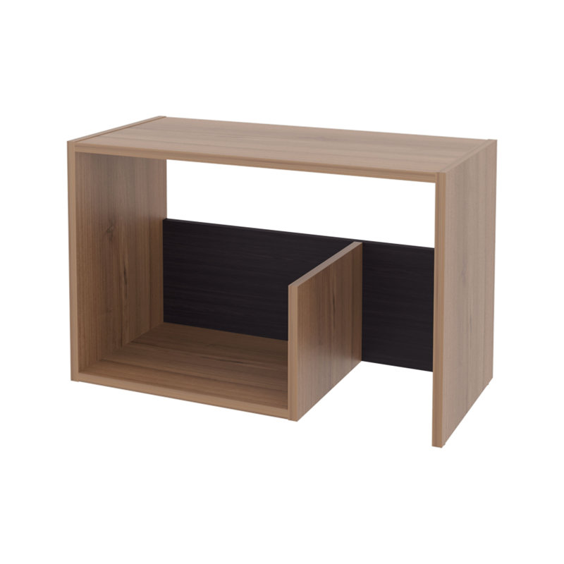 Vega Side Table In Melamine With Open Storage, Light Oak And Wengue, Brown
