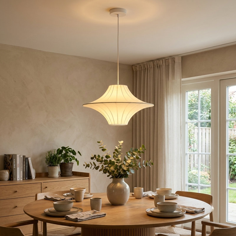 Luminaire suspendu moderne en soie blanche, plafonnier suspendu pour îlot de cuisine, chambre à coucher et salle à manger