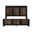 Style grand lit avec lattes en contreplaqué et cadre noir plateforme moderne-206870133-206870134