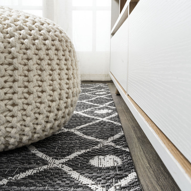 Wemoorland Tribal Bohemian Black/Ivory Indoor/Outdoor Rug, Runner 2'2" x 10'